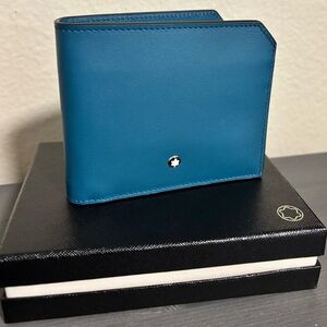 NWT Montblanc Meisterstuck Blue Soft Leather 6cc Wallet